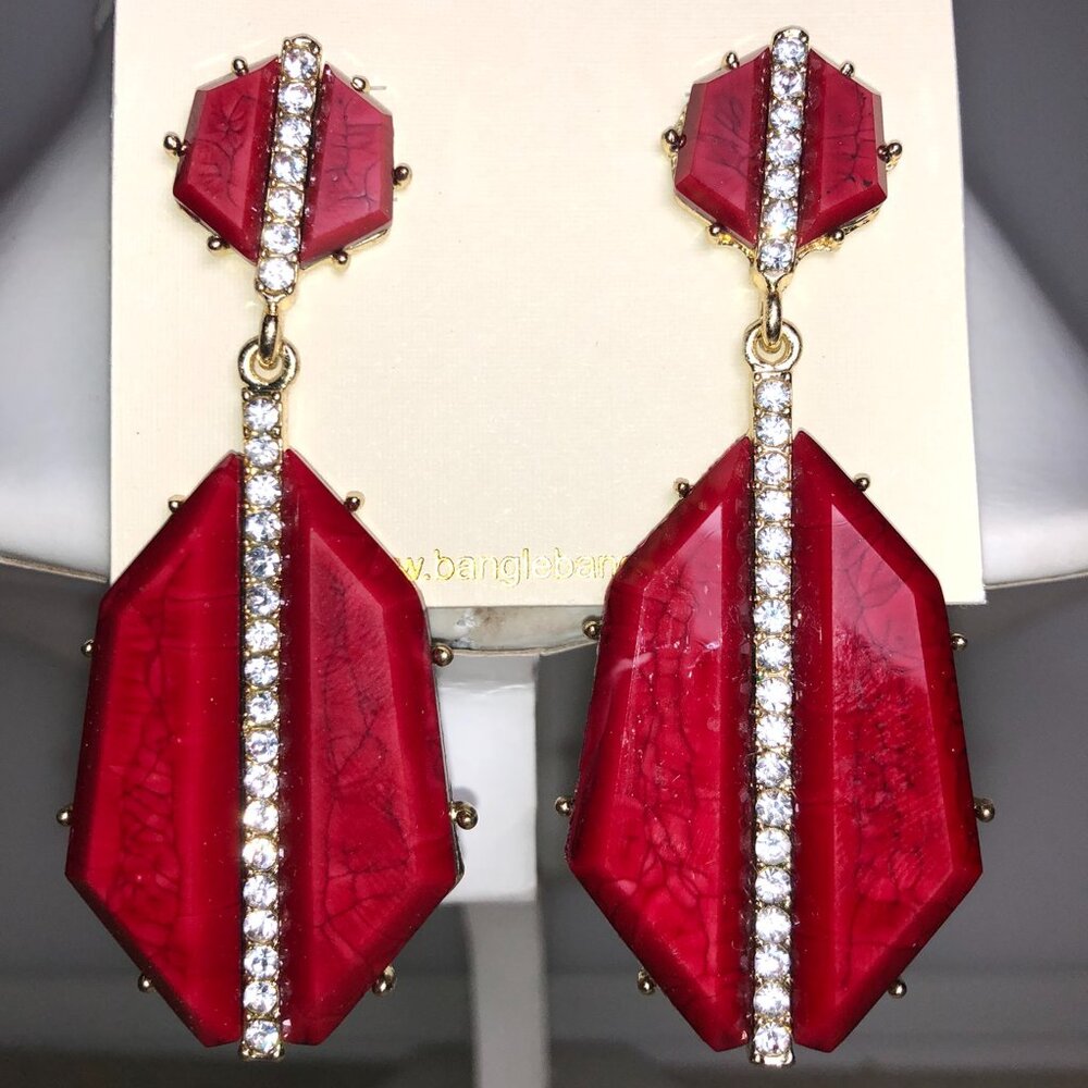 Amrita Red & Gold Crystal Dangle Earrings